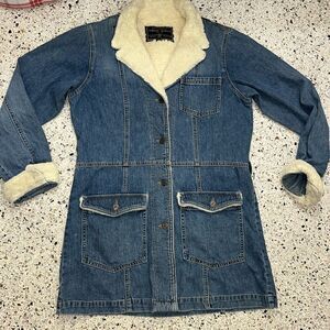 True Grit denim Sherpa trim barn coat Jean made in USA small s